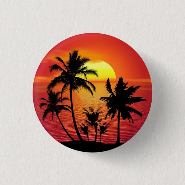 Sunset Palm Trees Silhouette Design-65143 Button (Front)