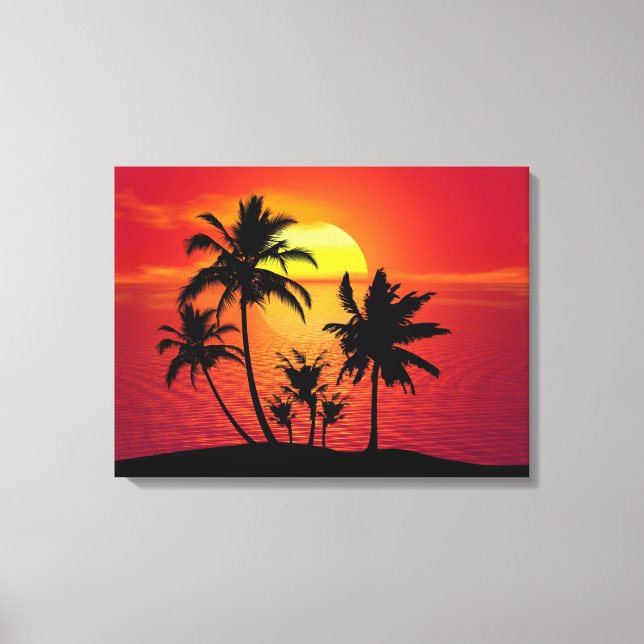 Sunset Palm Trees Silhouette Design-65143 Canvas Print (Front)