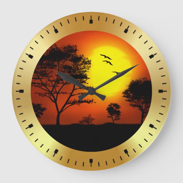 Sunset Palm Trees Silhouettes-68607 Large Clock (Front)