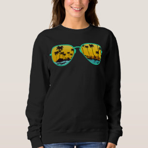 Sunset Palm Trees Summer Vacay Beach Tropical Sung Sweatshirt