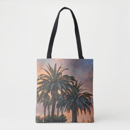 Sunset Palm Trees Tropical Art Tote Bag