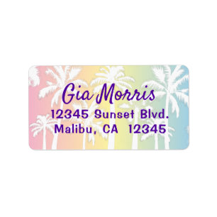 Sunset palms address label