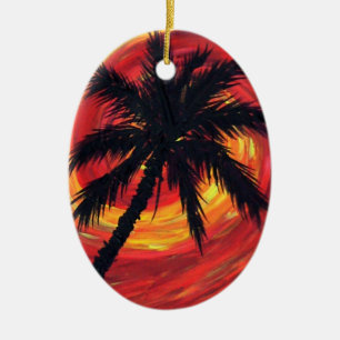 Sunset palms ceramic ornament