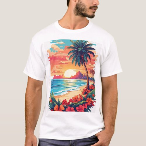 Sunset Palms Paradise Collection T_Shirt