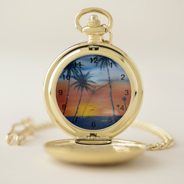 Sunset Palms Pocket Watch (Inside)