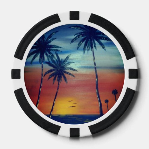 Sunset Palms Poker Chips