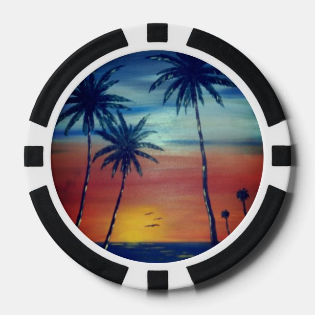 Sunset Palms Poker Chips (Front)