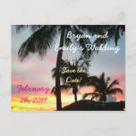 Sunset Palms Save the Date Postcard