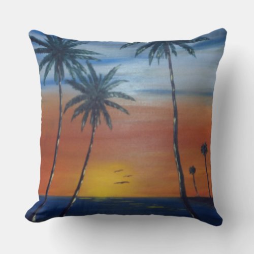 Sunset Palms Throw Pillow