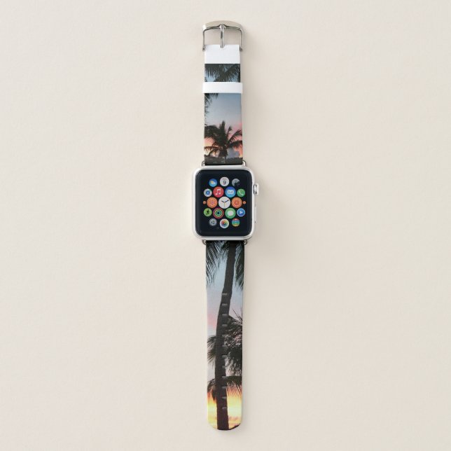 Sunset Palms Tropical Landscape Photography Apple Watch Band (Front)