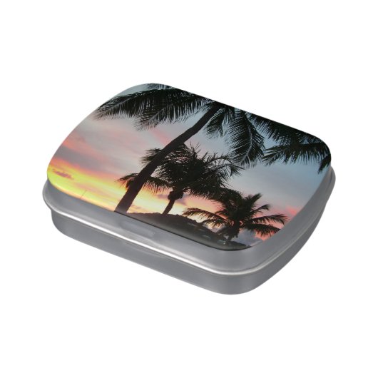 Sunset Palms Tropical Landscape Photography Candy Tin (Side)