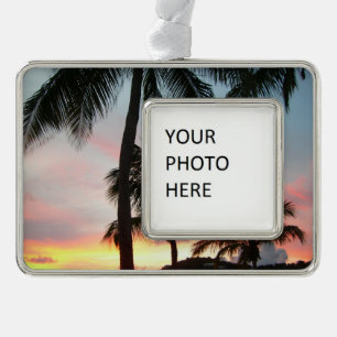 Sunset Palms Tropical Landscape Photography Christmas Ornament