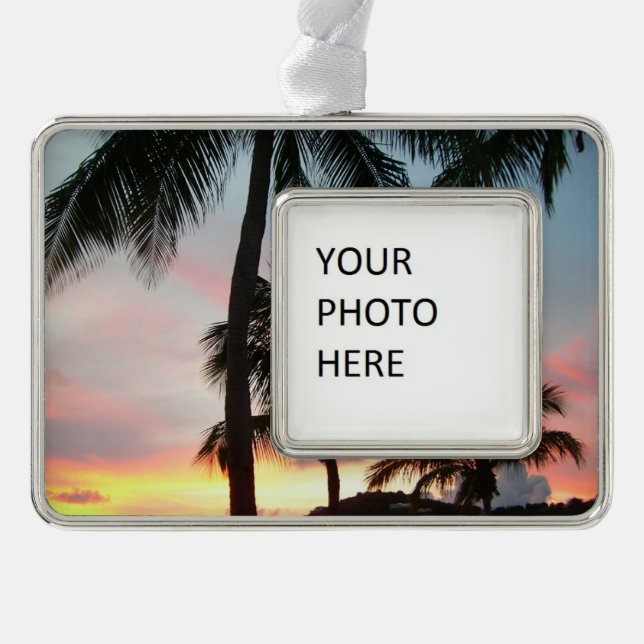 Sunset Palms Tropical Landscape Photography Christmas Ornament (Front)