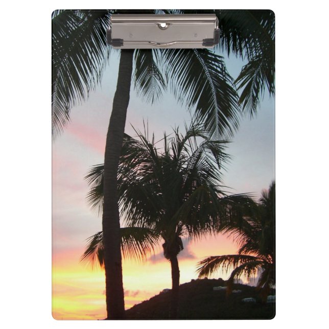 Sunset Palms Tropical Landscape Photography Clipboard (Front)