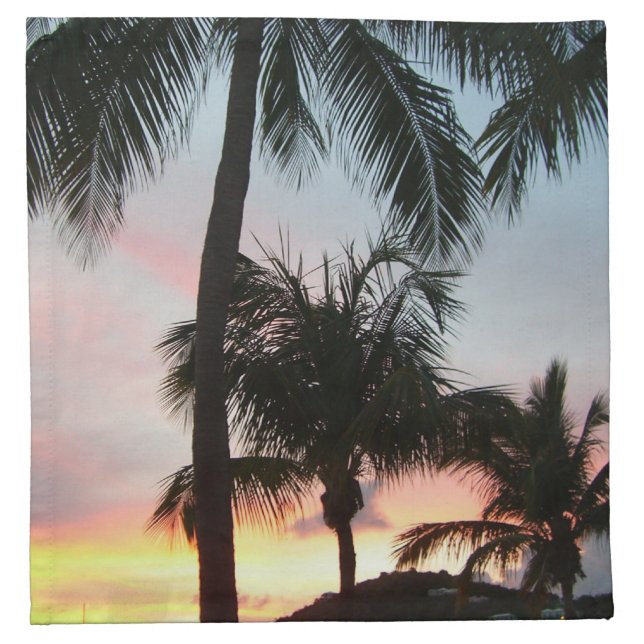 Sunset Palms Tropical Landscape Photography Cloth Napkin (Front)