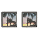 Sunset Palms Tropical Landscape Photography Cufflinks