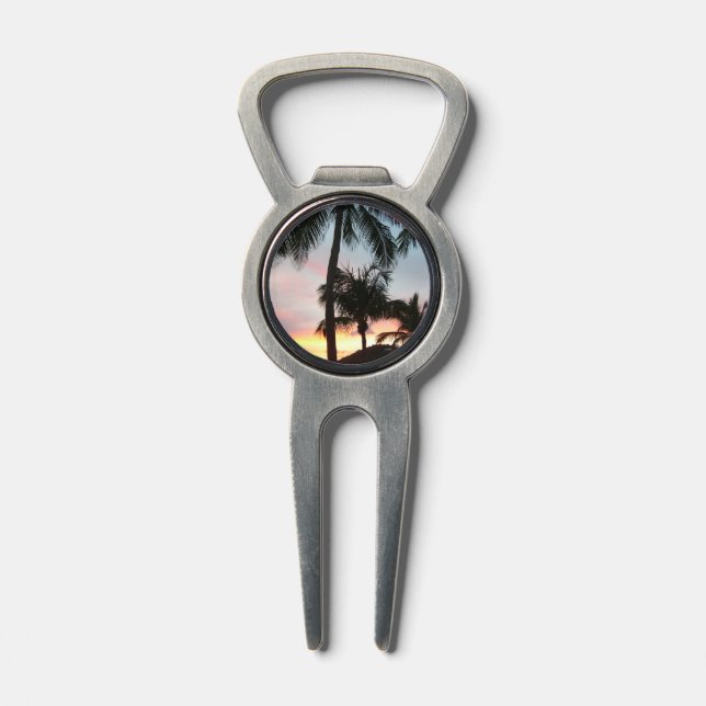 Sunset Palms Tropical Landscape Photography Divot Tool (Composite)