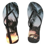 Sunset Palms Tropical Landscape Photography Flip Flops