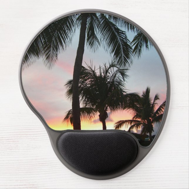 Sunset Palms Tropical Landscape Photography Gel Mouse Pad (Front)