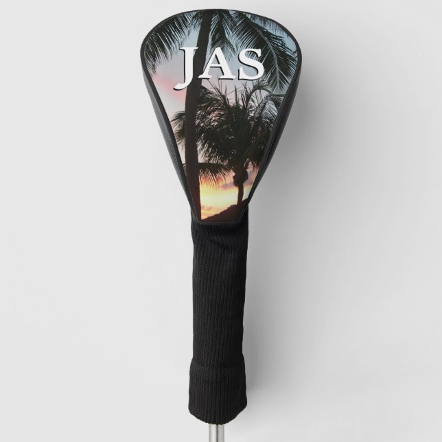 Sunset Palms Tropical Landscape Photography Golf Head Cover (Front)