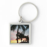 Sunset Palms Tropical Landscape Photography Keychain