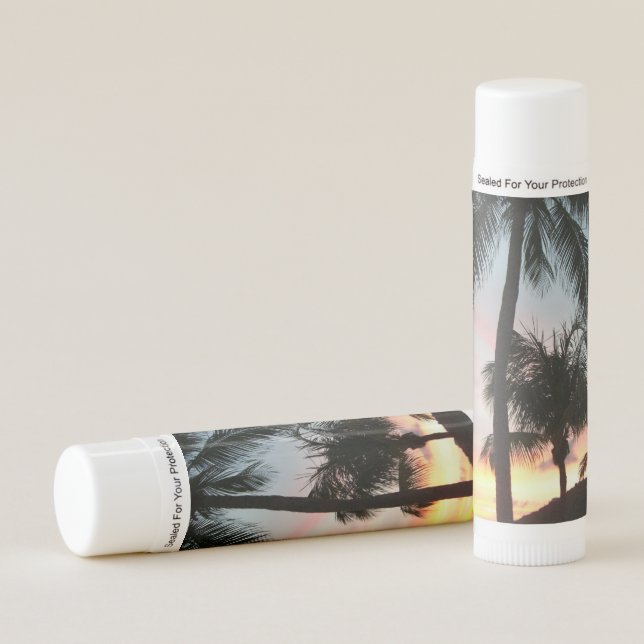 Sunset Palms Tropical Landscape Photography Lip Balm (Front)