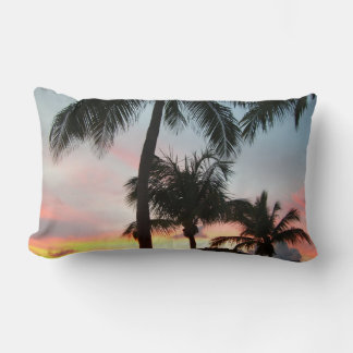 Sunset Palms Tropical Landscape Photography Lumbar Pillow