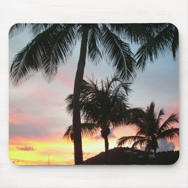 Sunset Palms Tropical Landscape Photography Mouse Pad (Front)