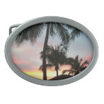 Sunset Palms Tropical Landscape Photography Oval Belt Buckle