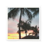 Sunset Palms Tropical Landscape Photography Paper Napkins