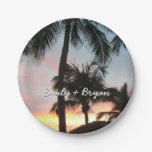 Sunset Palms Tropical Landscape Photography Paper Plates