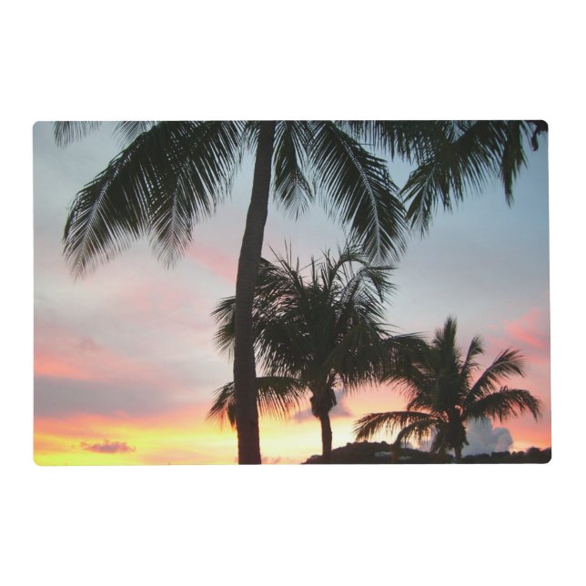 Sunset Palms Tropical Landscape Photography Placemat (Front)