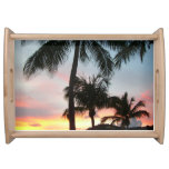 Sunset Palms Tropical Landscape Photography Serving Tray