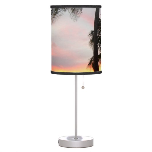 Sunset Palms Tropical Landscape Photography Table Lamp (Left)