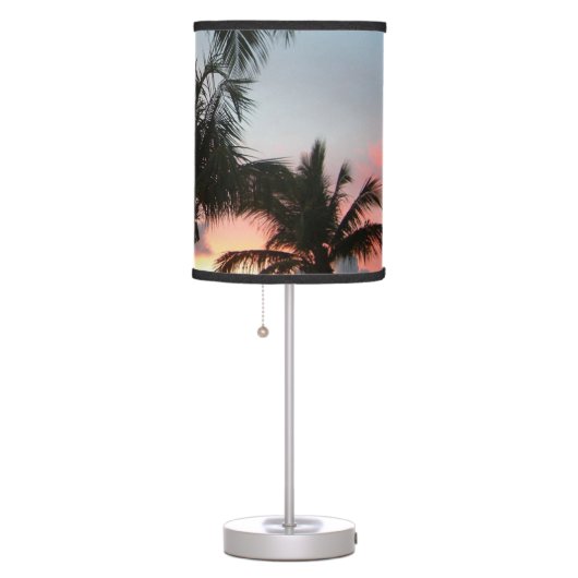 Sunset Palms Tropical Landscape Photography Table Lamp (Right)