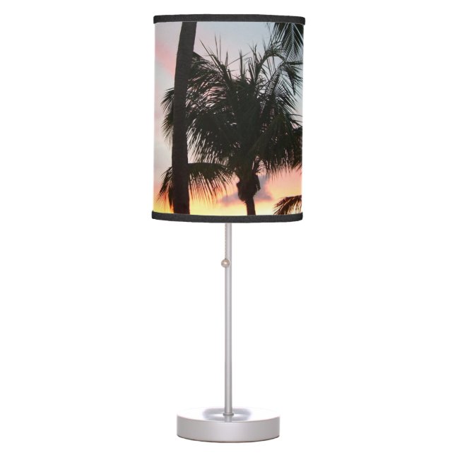 Sunset Palms Tropical Landscape Photography Table Lamp (Front)