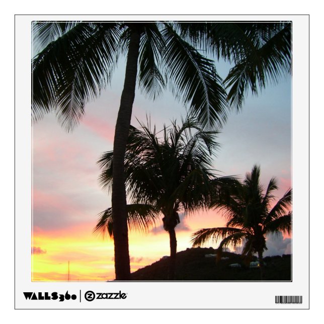 Sunset Palms Tropical Landscape Photography Wall Sticker (Front)