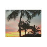 Sunset Palms Tropical Landscape Photography Wood Poster