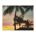 Sunset Palms Tropical Landscape Photography Wood Print