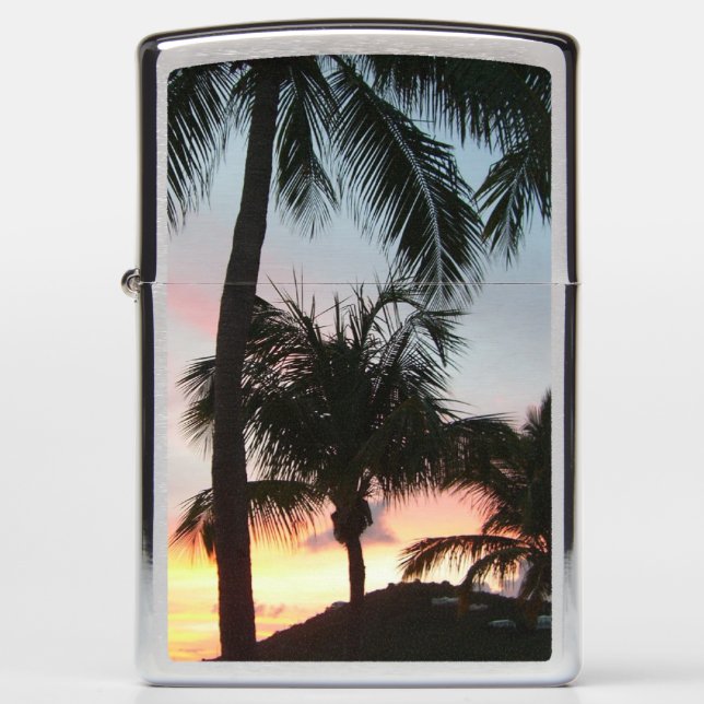 Sunset Palms Tropical Landscape Photography Zippo Lighter (Front)