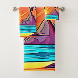 Sunset Palms: Tropical View Bath Towel Set