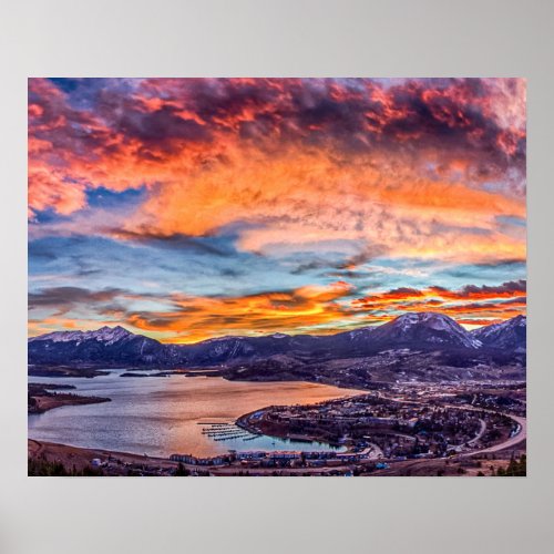 Sunset Pano  Rocky Mountain Lake View Poster