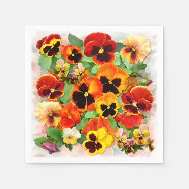 Sunset Pansies Napkins (Front)