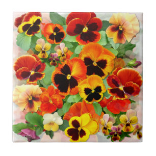 Sunset Pansies Tile