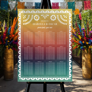Sunset Papel Picado Wedding Reception Seating Sign