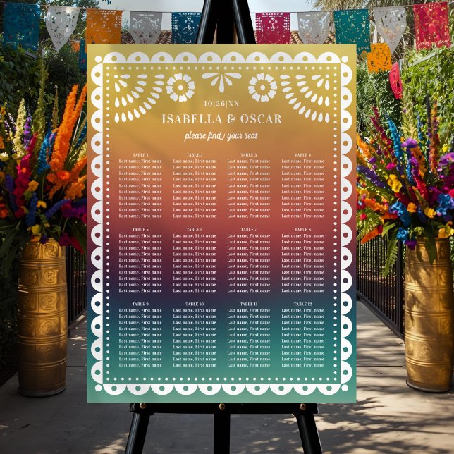 Sunset Papel Picado Wedding Reception Seating Sign (Creator Uploaded)