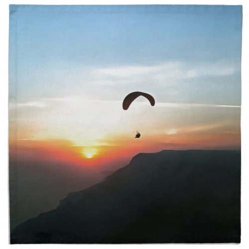 Sunset Paraglide Wanderlust Extreme Sports Art Cloth Napkin