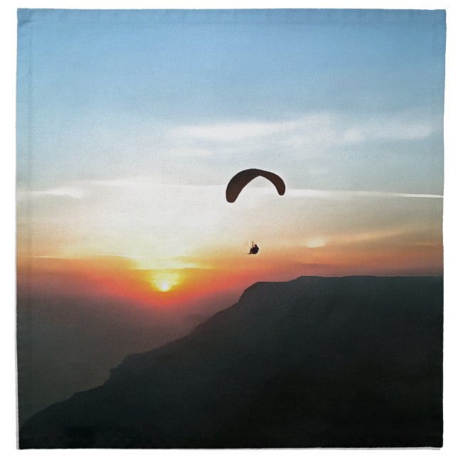Sunset Paraglide Wanderlust Extreme Sports Art Cloth Napkin (Front)