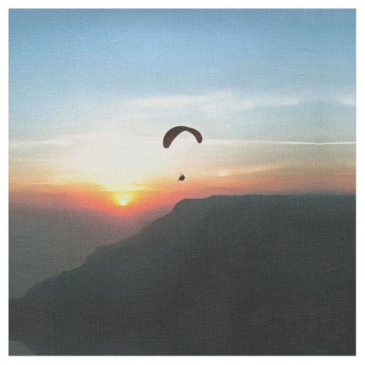 Sunset Paraglide Wanderlust Extreme Sports Art Fabric