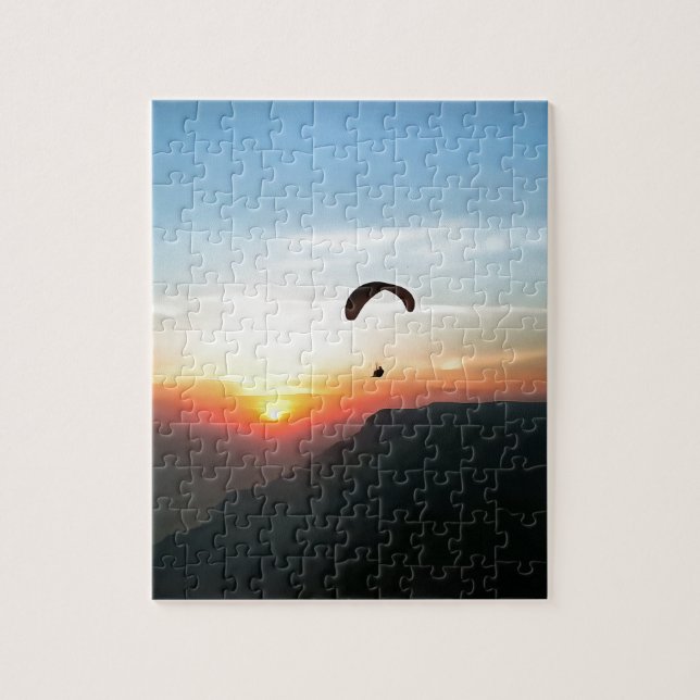 Sunset Paraglide Wanderlust Extreme Sports Art Jigsaw Puzzle (Vertical)